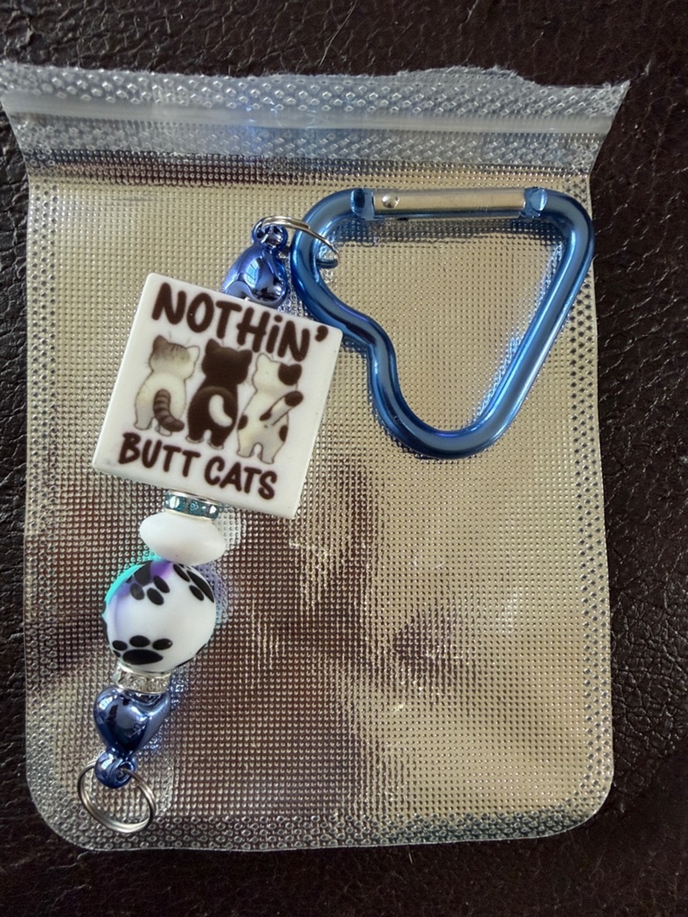 Blue Cat Keychain Charm